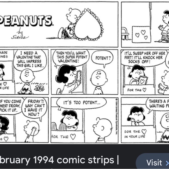 Vintage Peanuts Camp Snoopy Schulz Valentines Heart Comic Strip Art - Picture 7 of 8